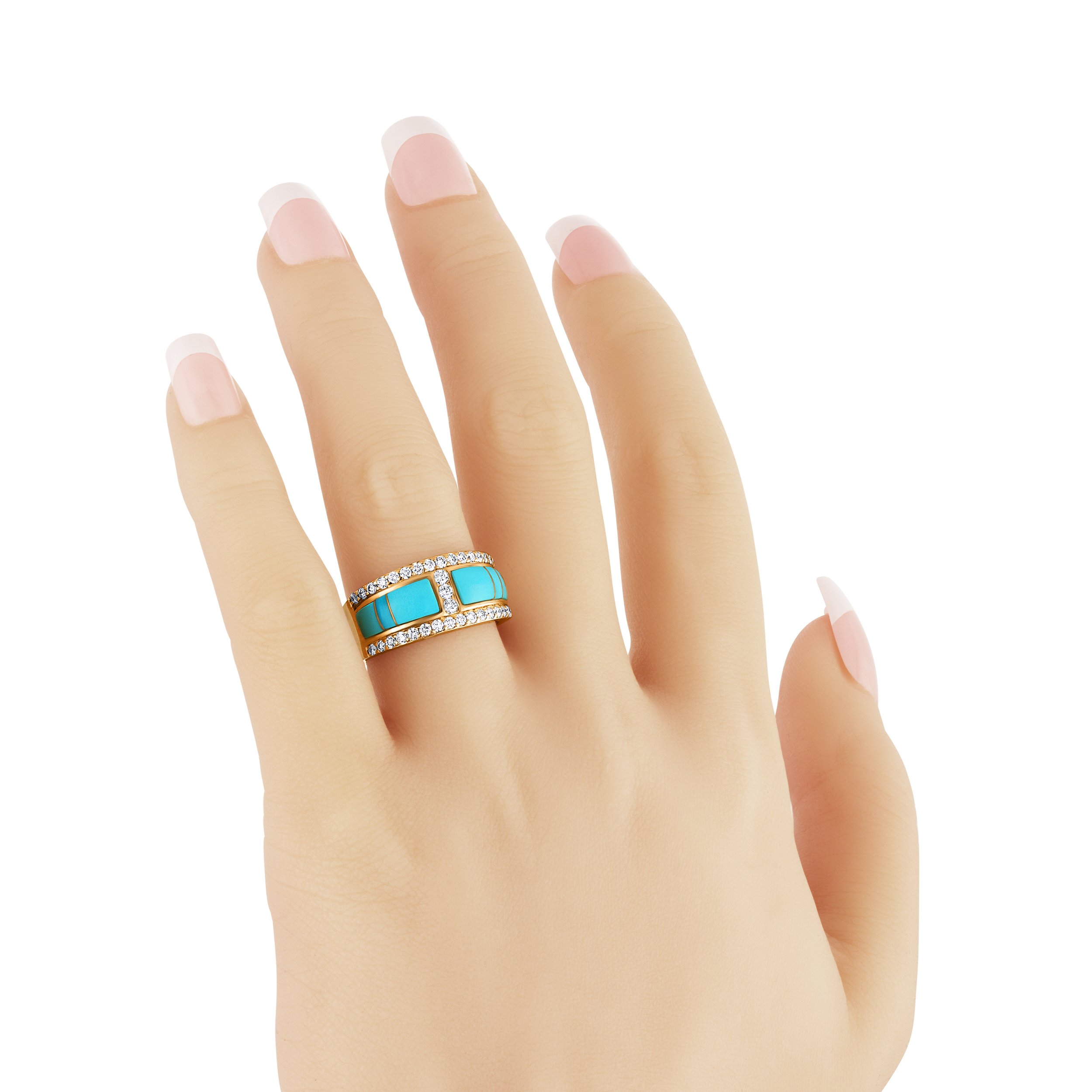Turquoise Crest Ring – Luxury Sleeping Beauty Turquoise & Diamond